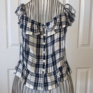 NWT AEO Plaid Off Shoulder Blouse